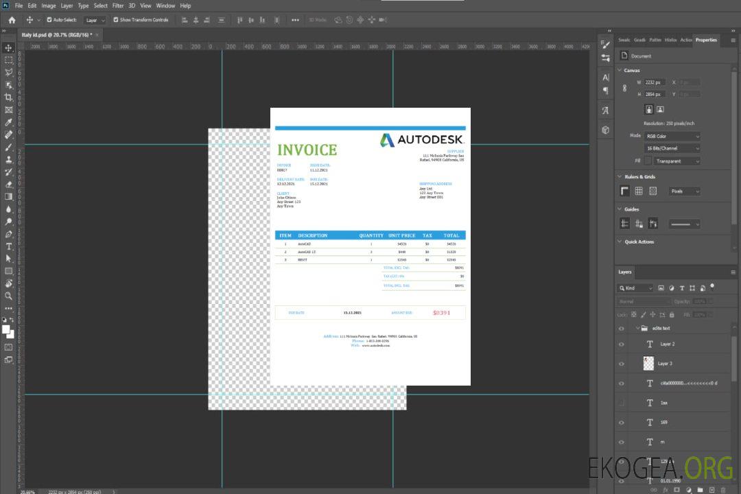 Facture Autodesk aux États , Unis template Facture Autodesk aux États , Unis template
